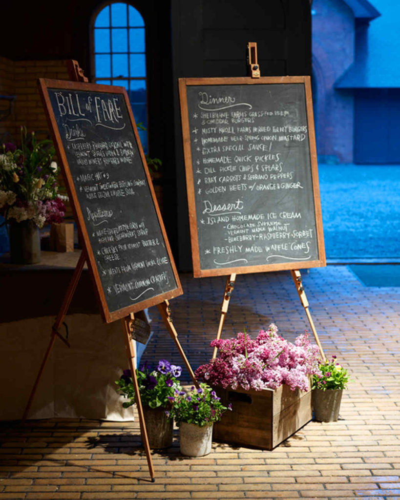 Chalkboard menu and Bill of fare for graduation party