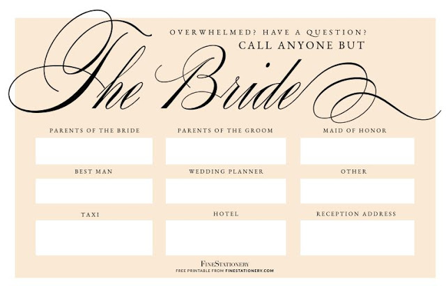 Free Printable: Don't Call The Bride - Noted.